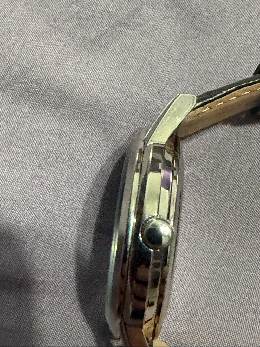 Citizen White Dial Silver Case Watch with Black Strap